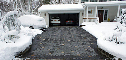 A heated driveway after a storm.
